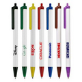 White Barrel Click-Stick Pen w/ Colored Trim